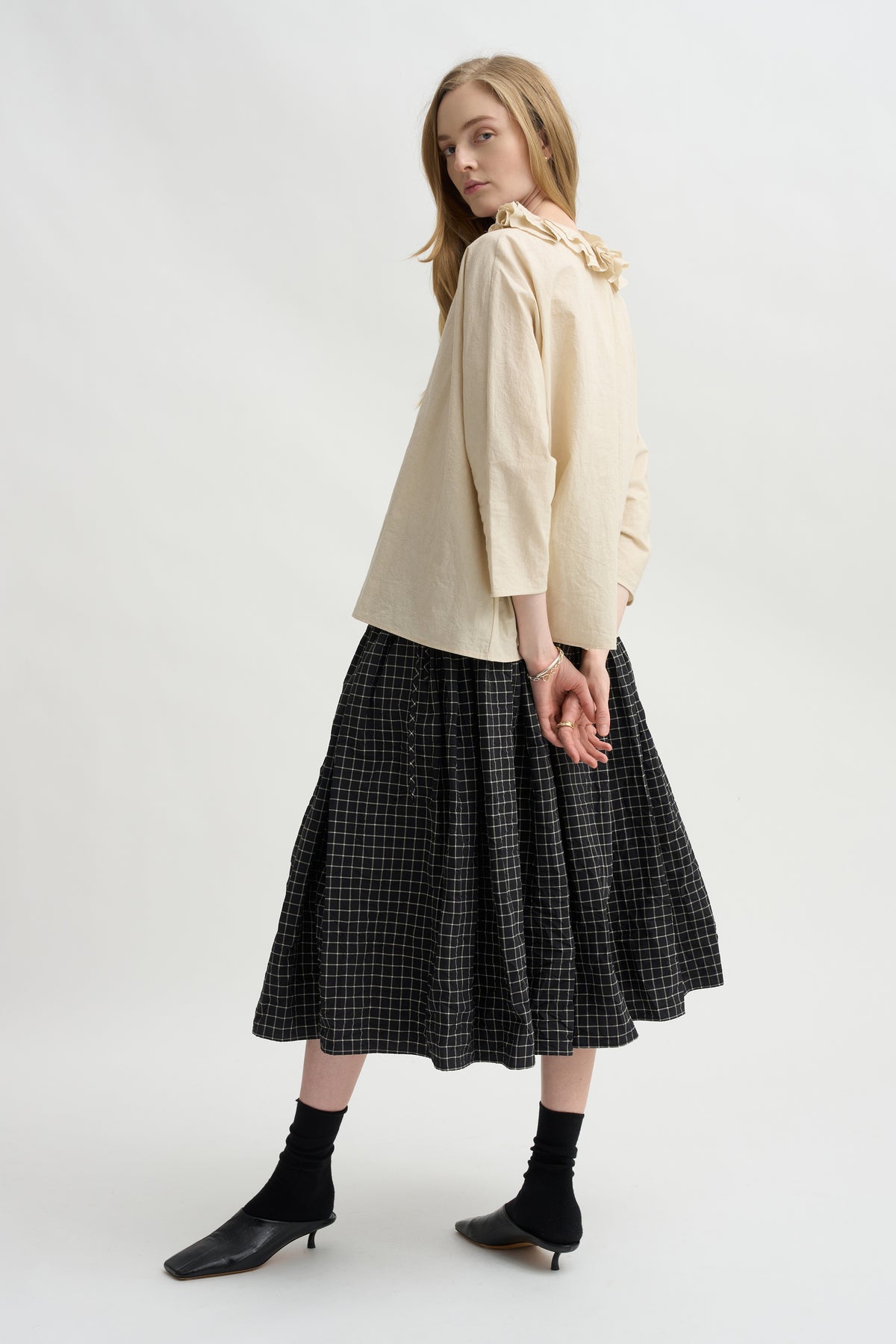 Ruffle Collar Shirt, Natural