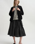 Short Sleeve Ruffle Shirt, Natural Cement