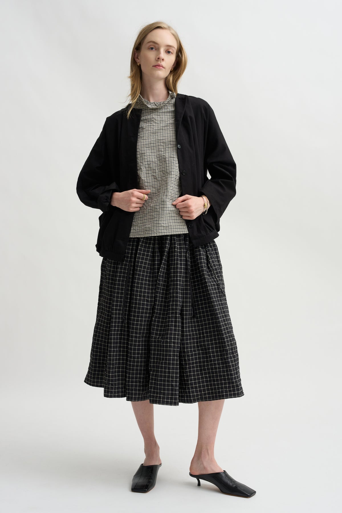 Short Sleeve Ruffle Shirt, Natural Cement