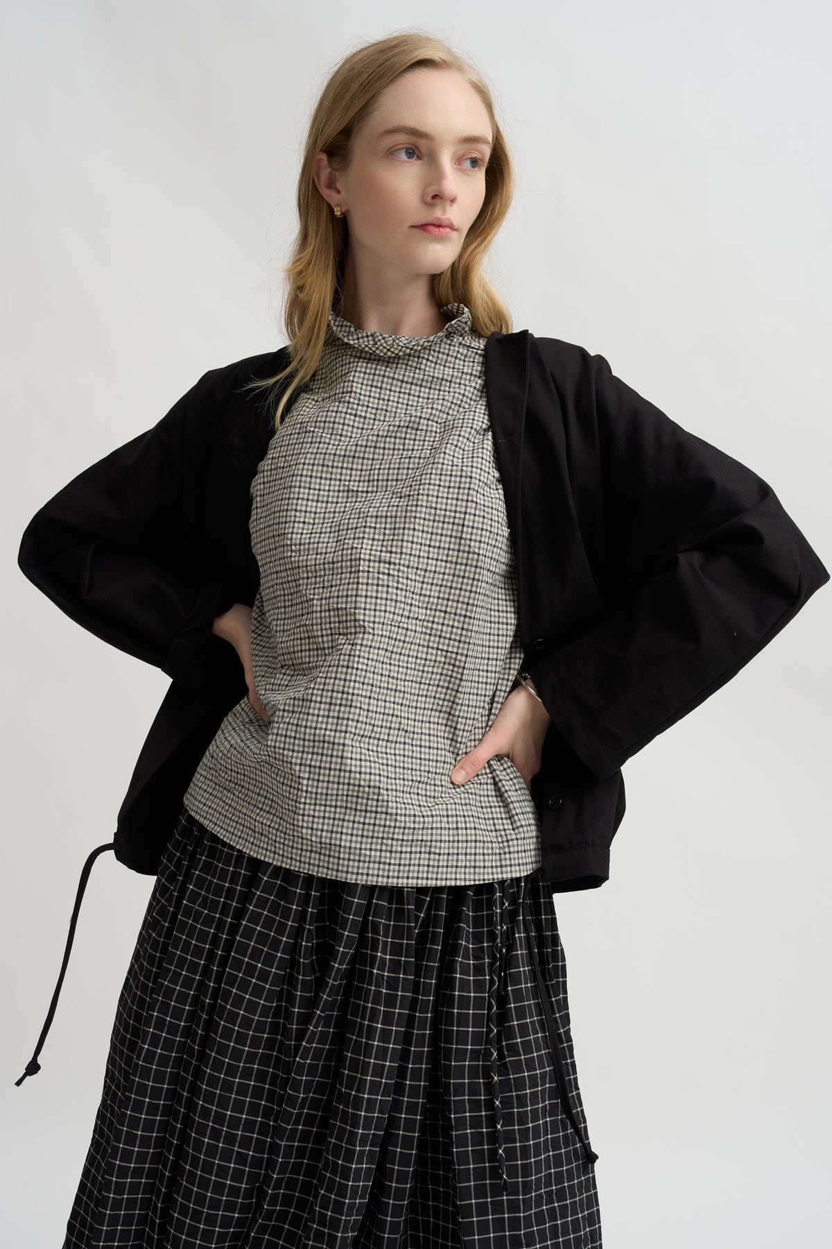Short Sleeve Ruffle Shirt, Natural Cement