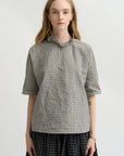 Short Sleeve Ruffle Shirt, Natural Cement
