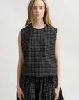 Grid Check Sleeveless Top, Black