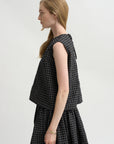 Grid Check Sleeveless Top, Black