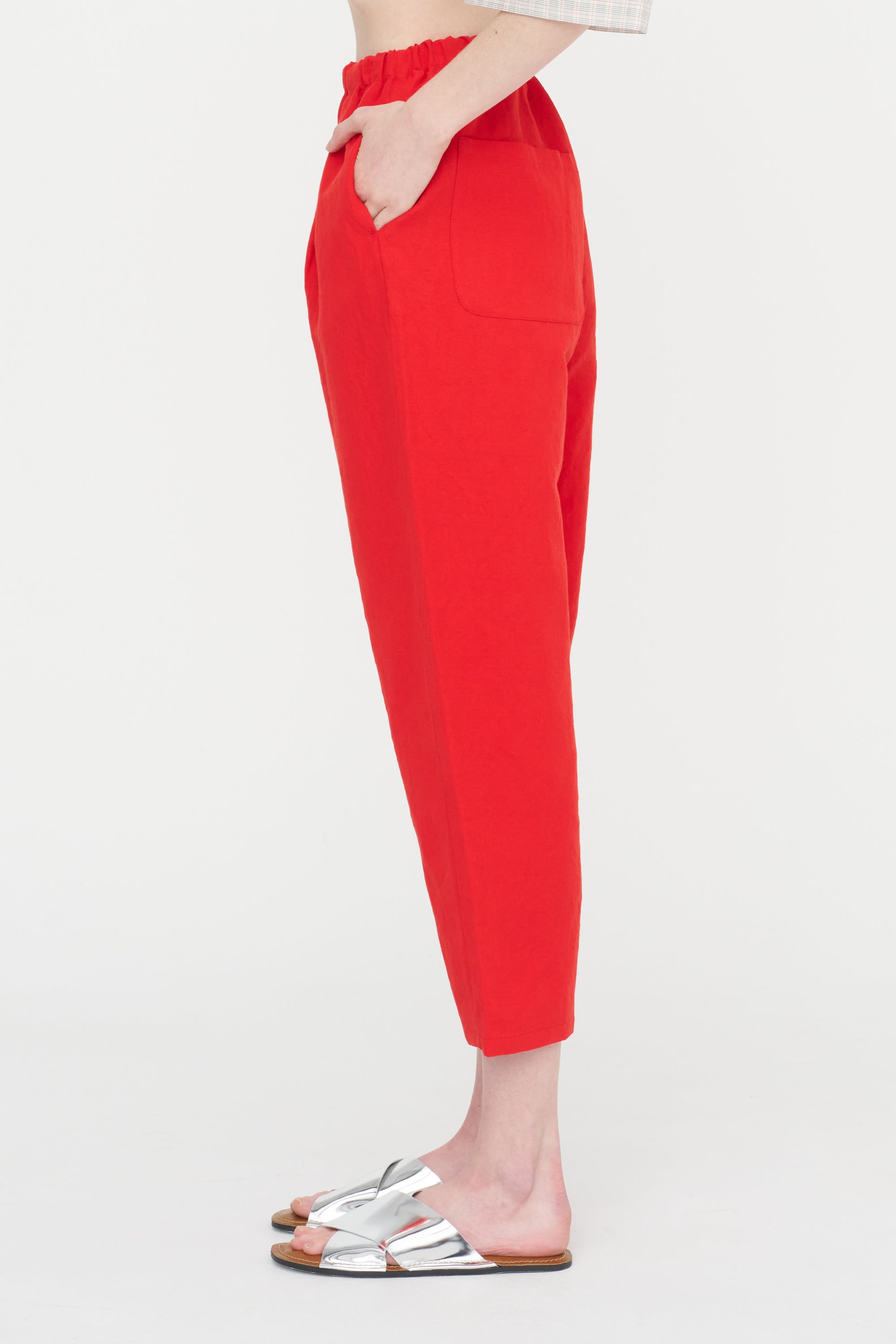 Elastic Waist Pants, Pomegranate