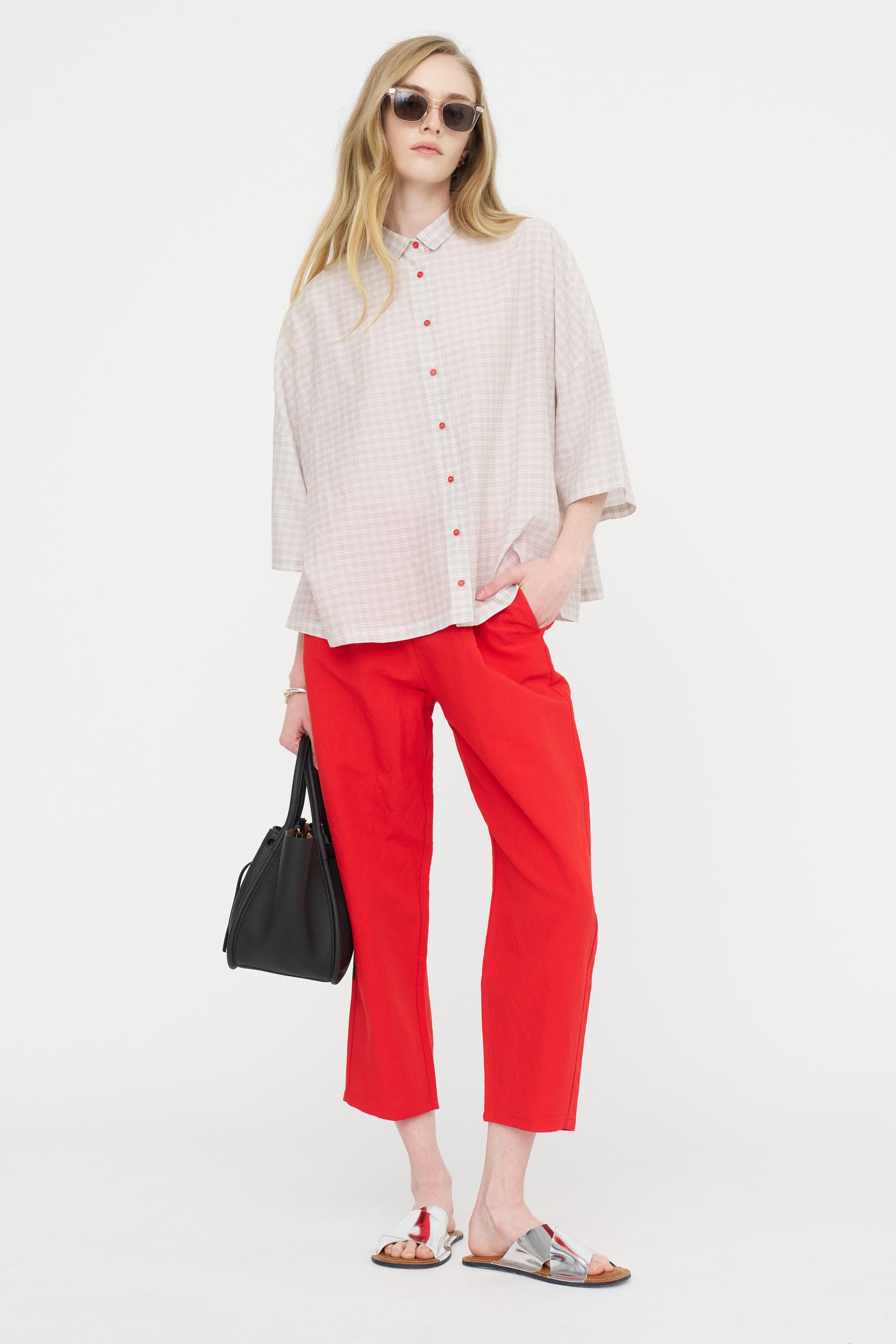 Elastic Waist Pants, Pomegranate