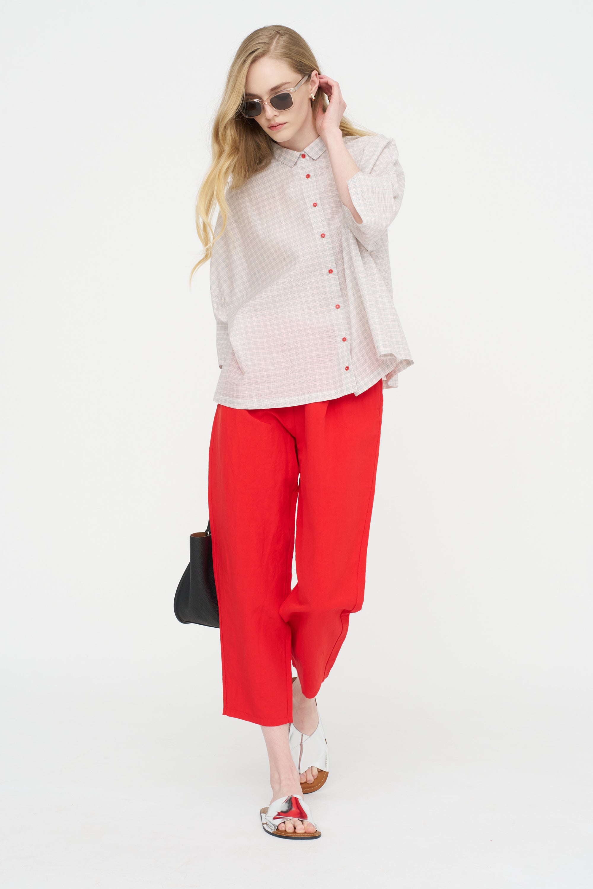 Elastic Waist Pants, Pomegranate