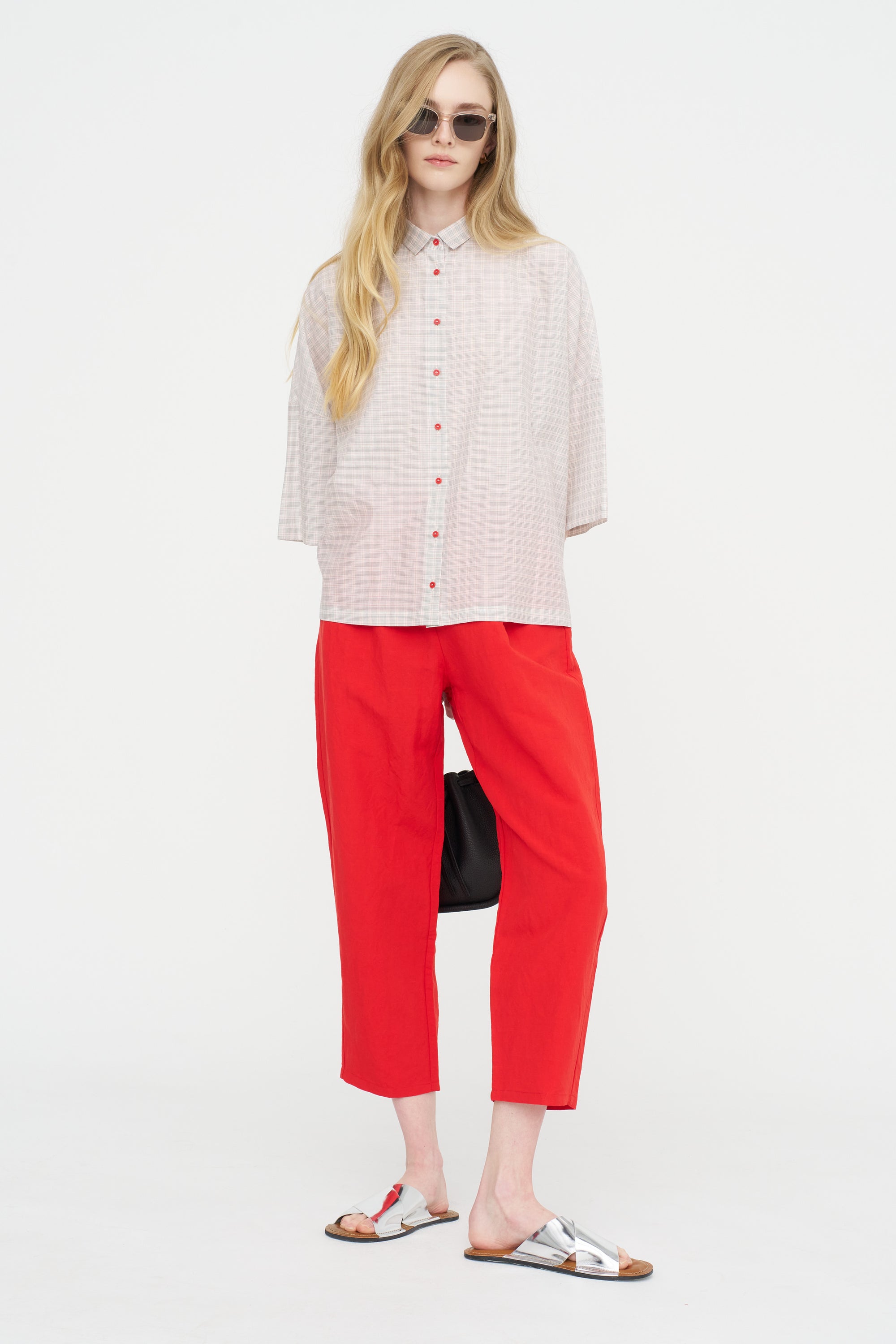 Elastic Waist Pants, Pomegranate