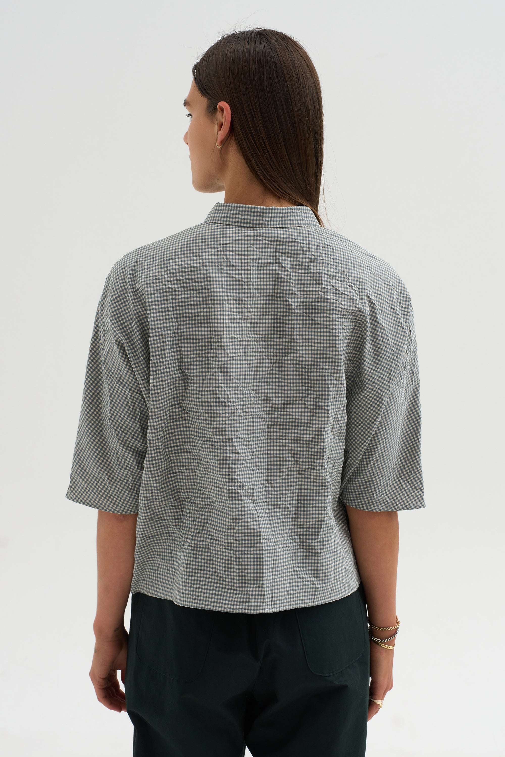 Vichy Tech Cotton Shirt, Dark Turquoise