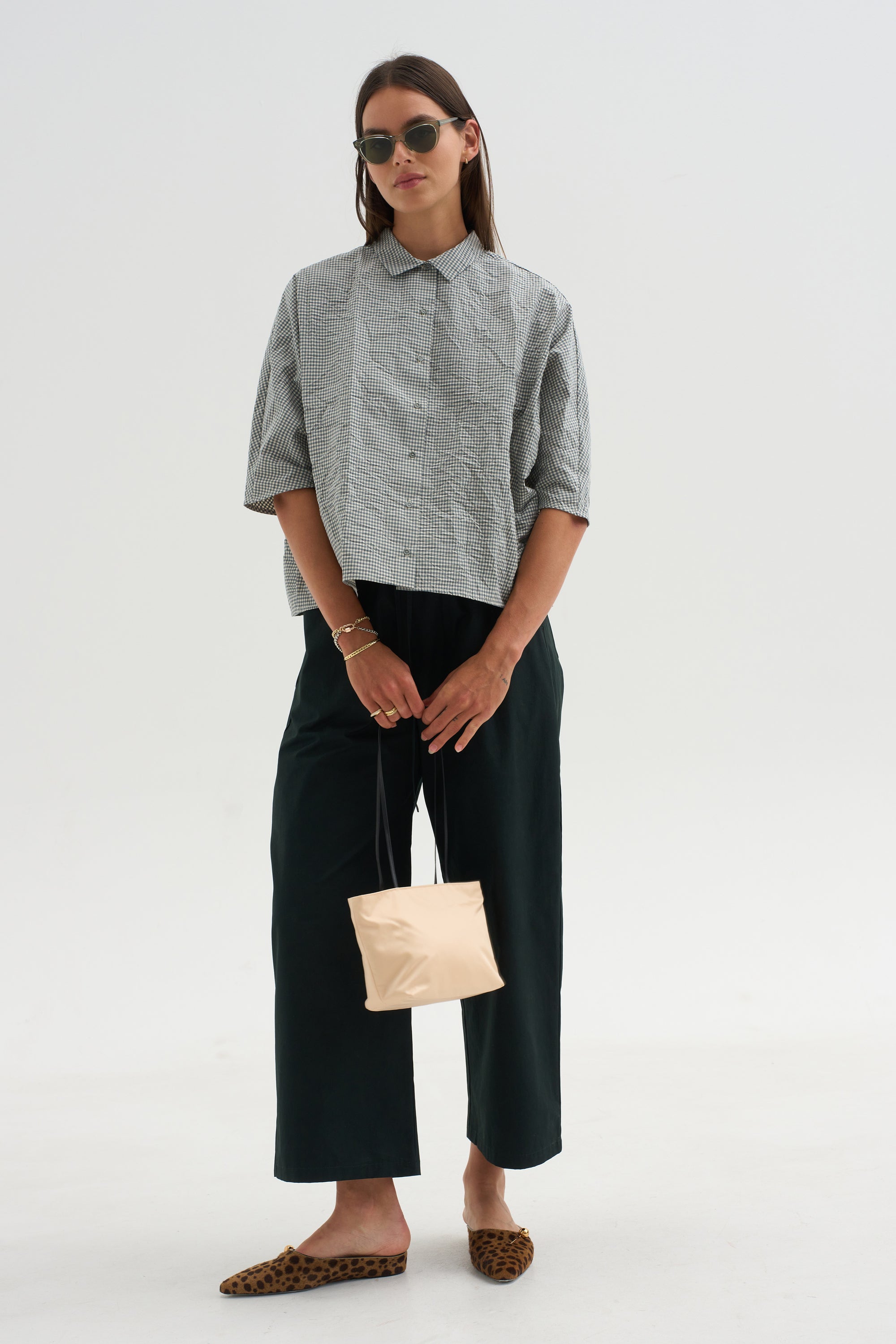 Vichy Tech Cotton Shirt, Dark Turquoise