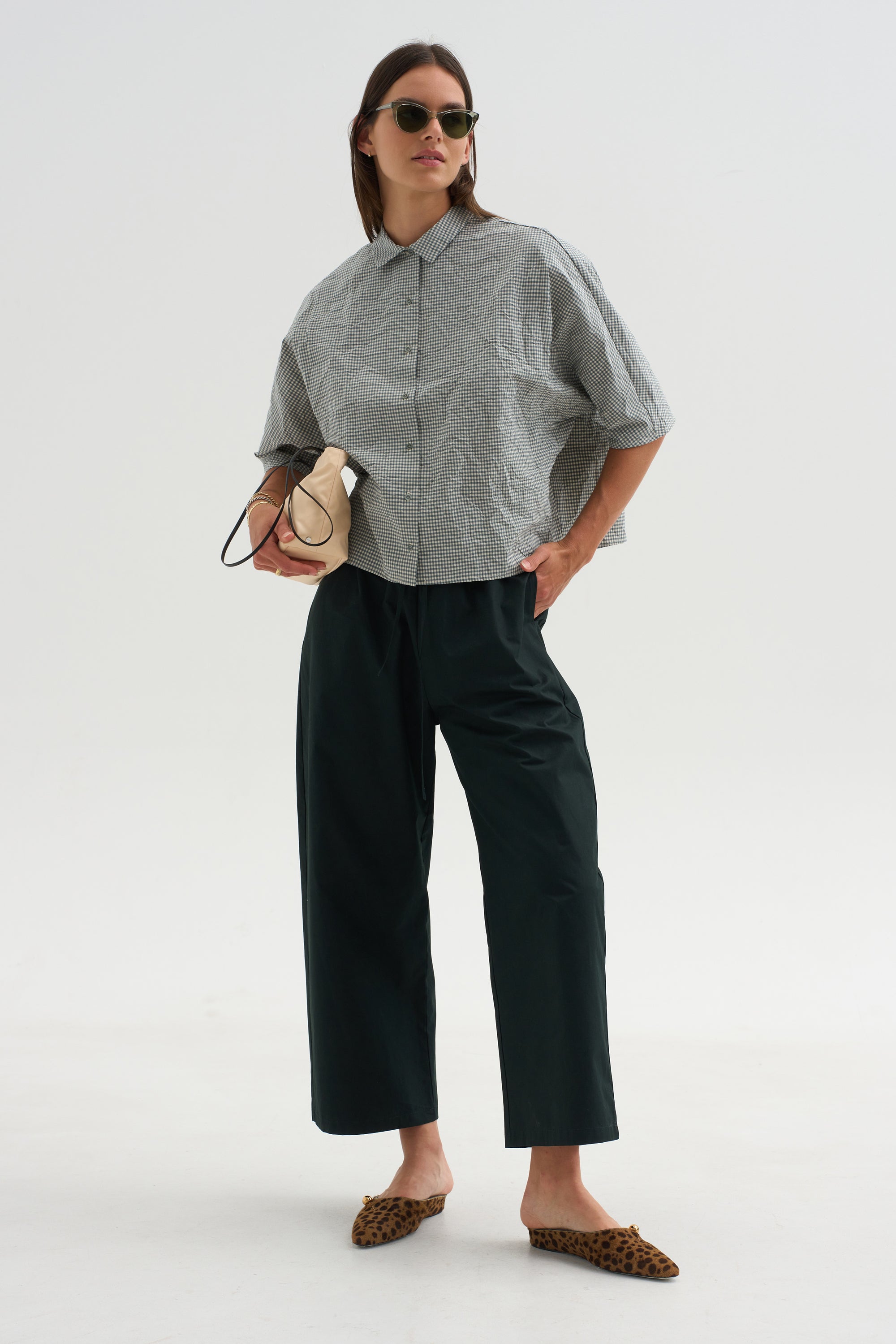 Vichy Tech Cotton Shirt, Dark Turquoise