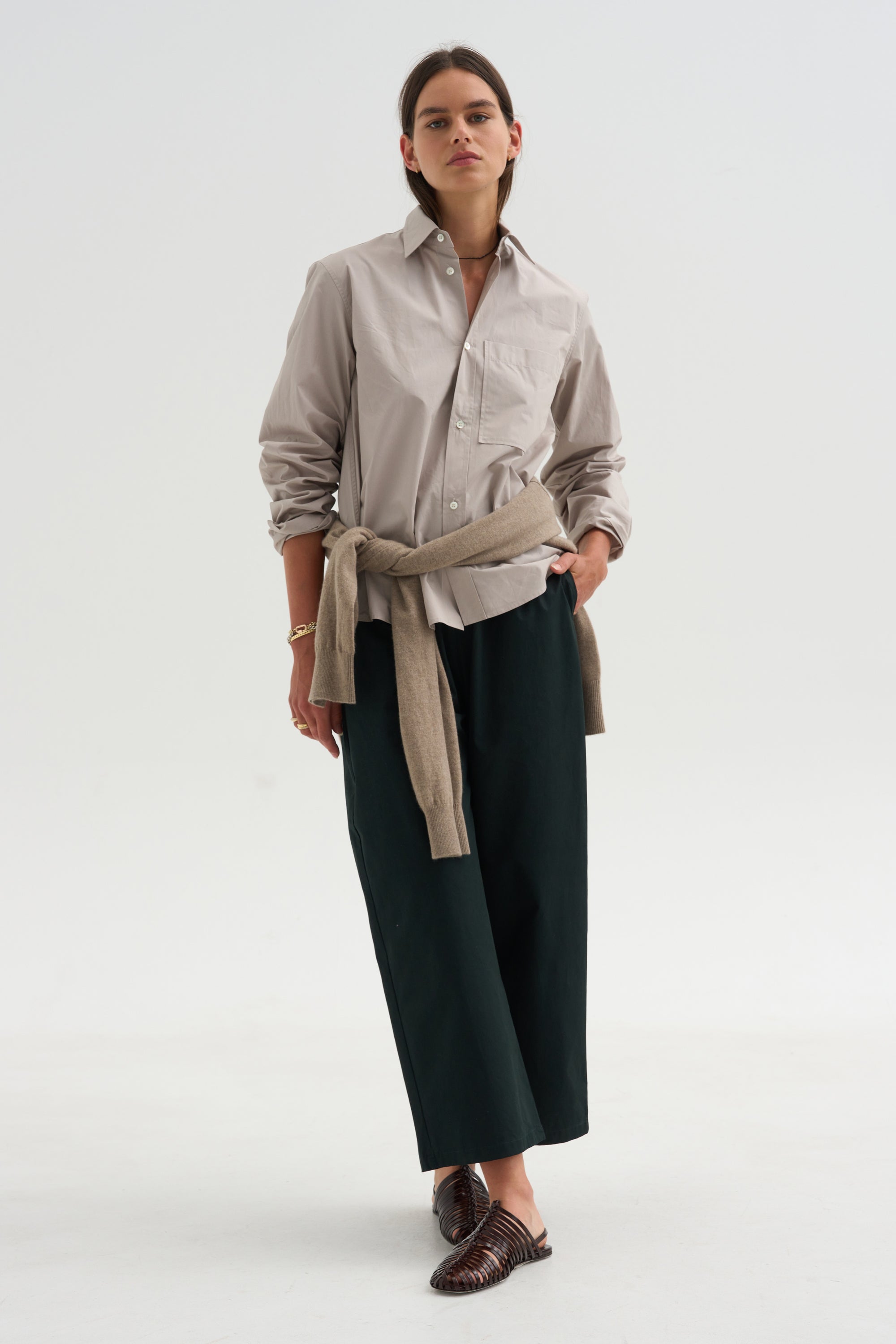 Cotton &amp; Linen Trouser, Bottle Green