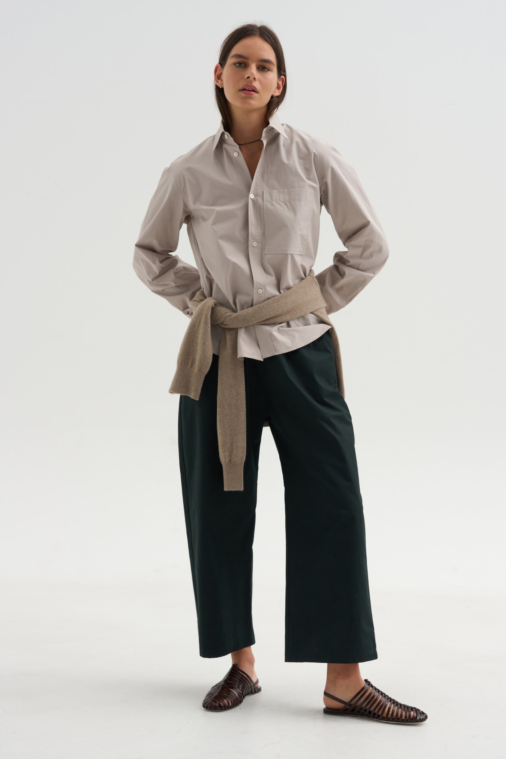 Cotton &amp; Linen Trouser, Bottle Green