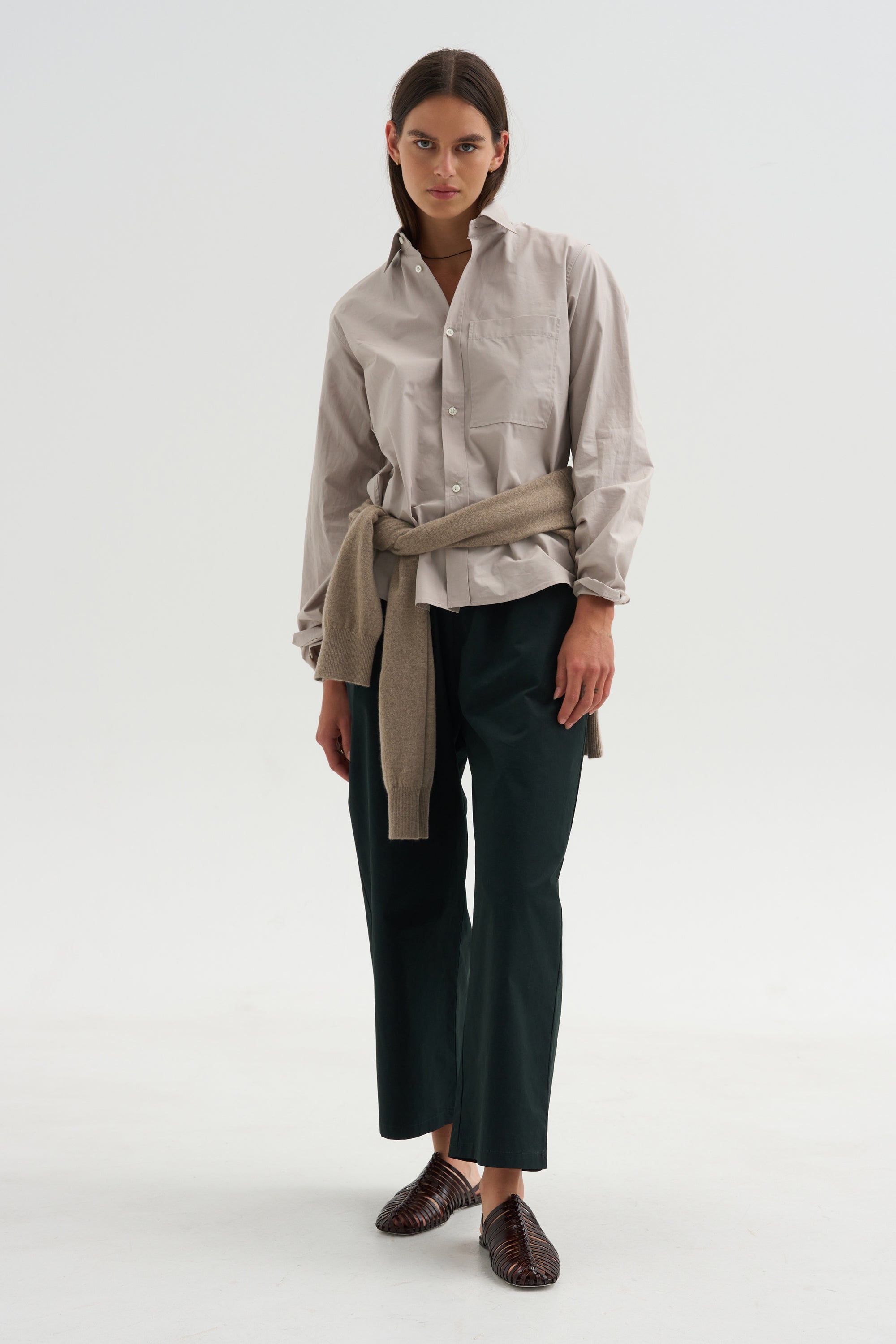 Cotton &amp; Linen Trouser, Bottle Green
