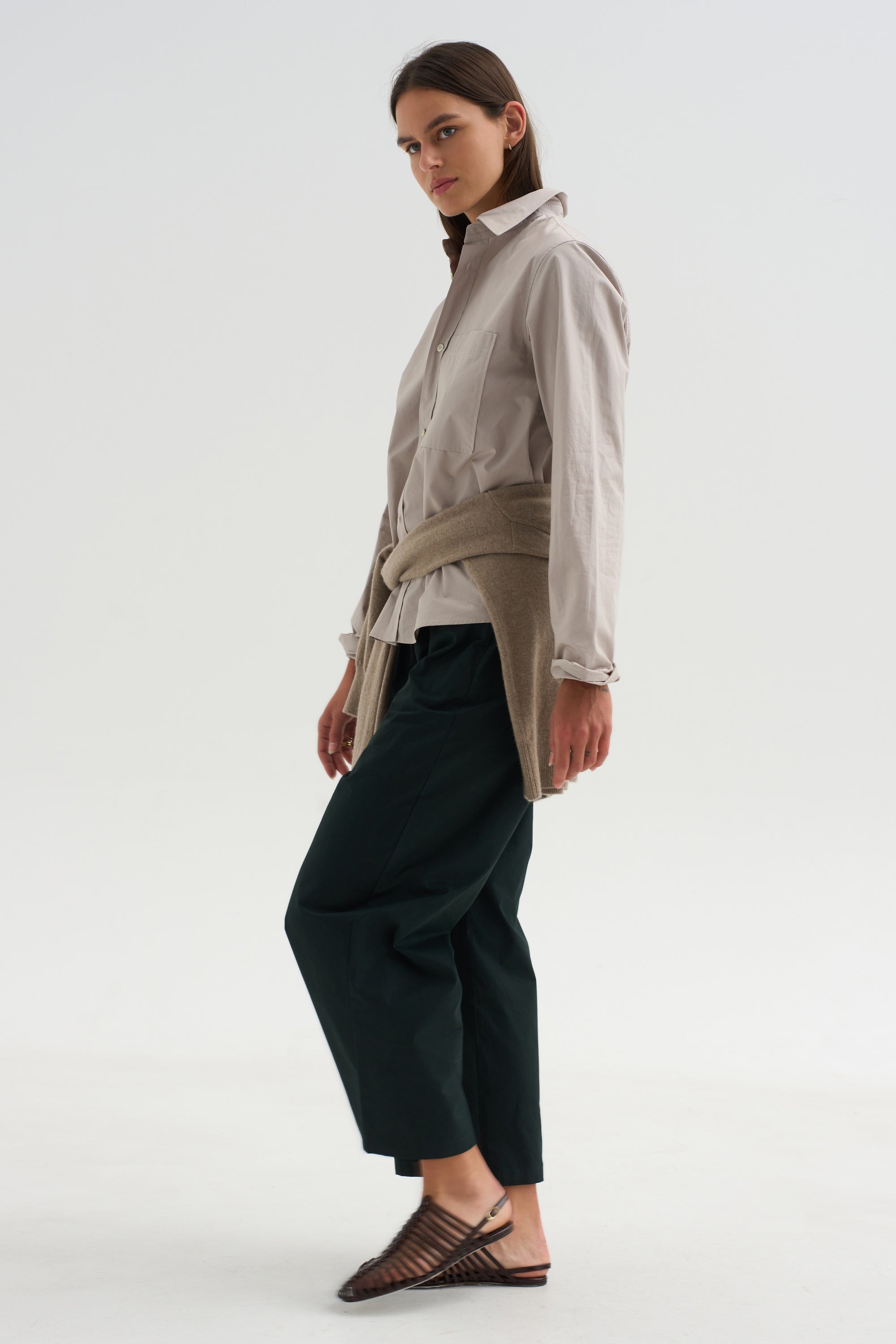 Cotton &amp; Linen Trouser, Bottle Green