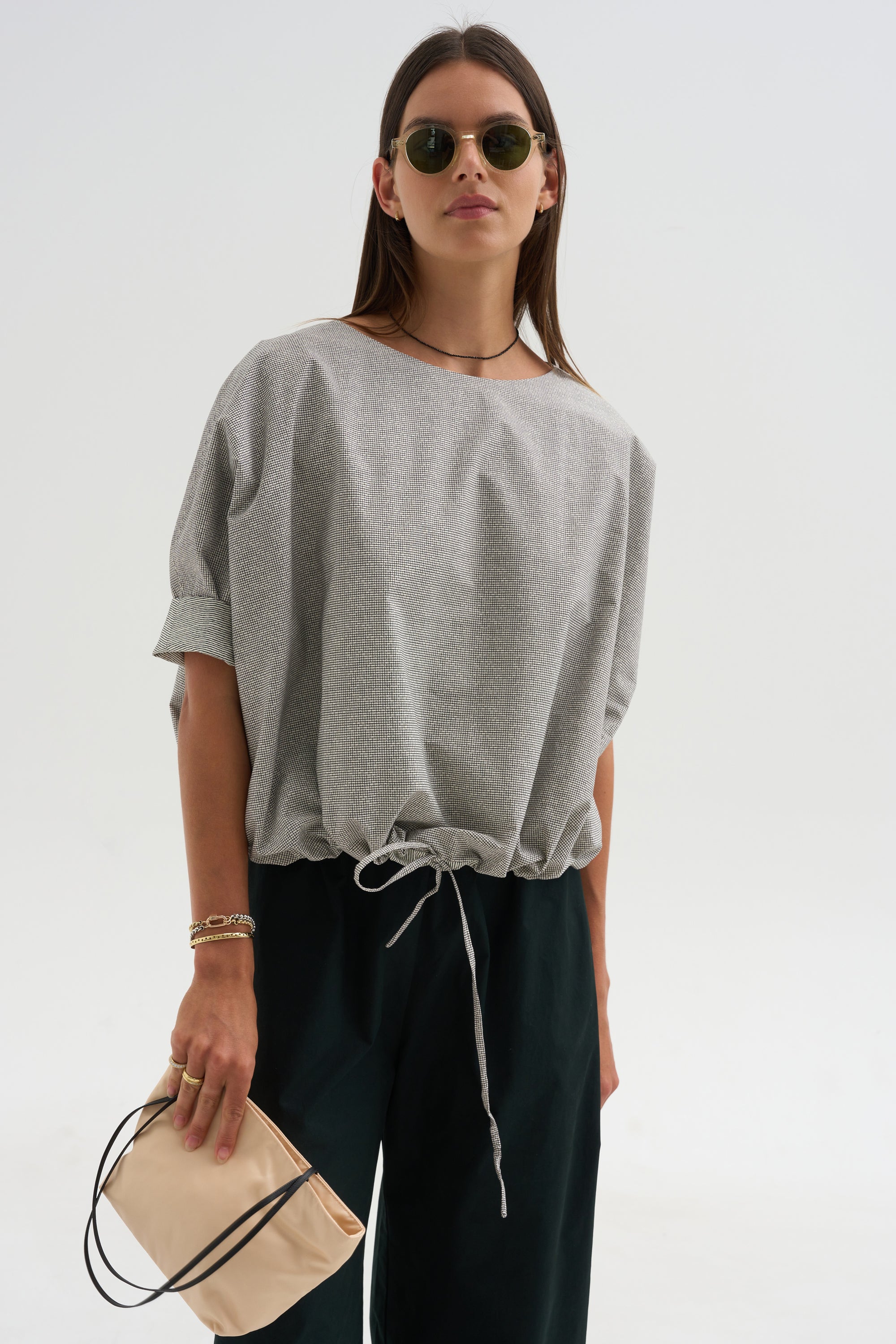 Shirt Printed Cotton, Black Net