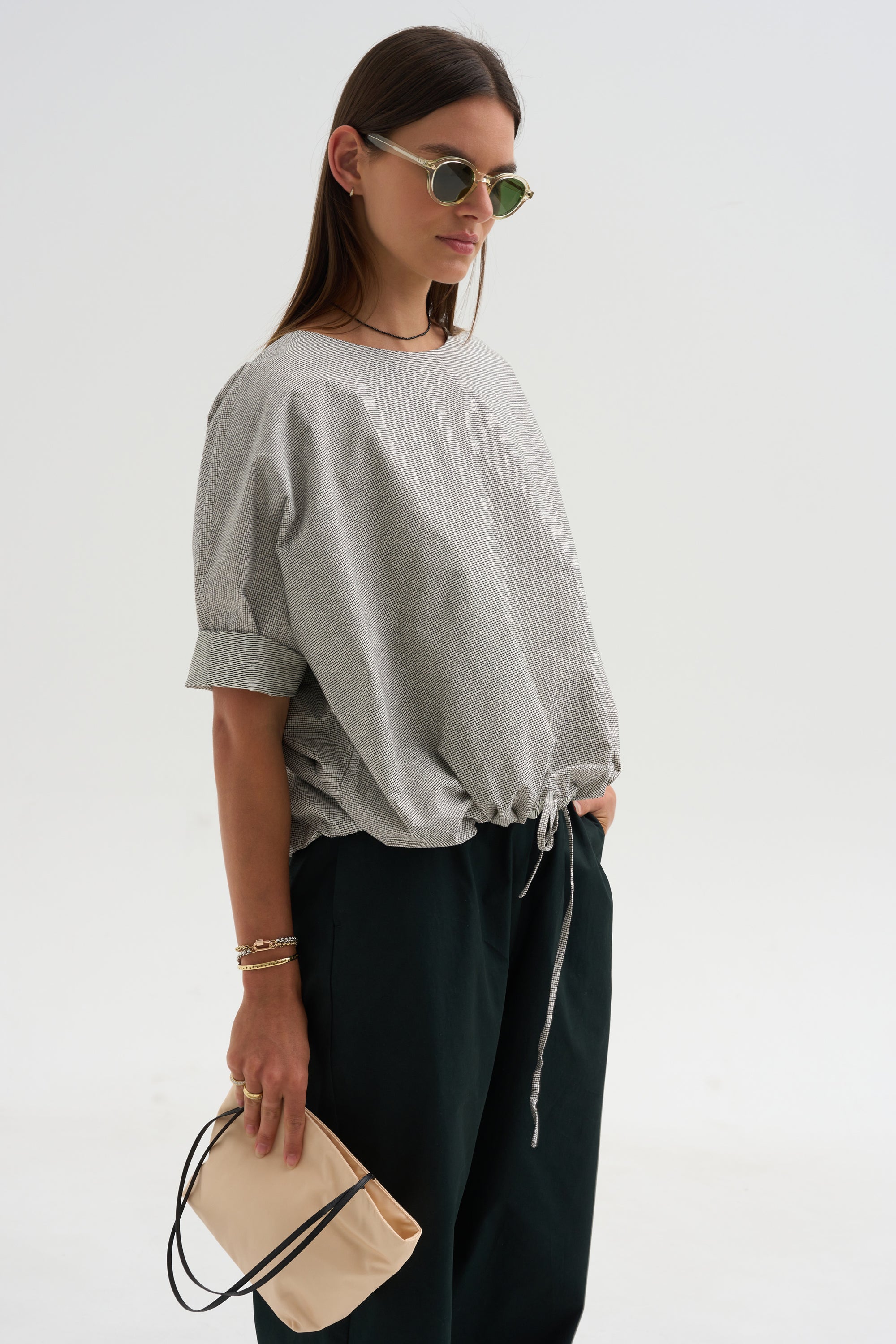 Shirt Printed Cotton, Black Net