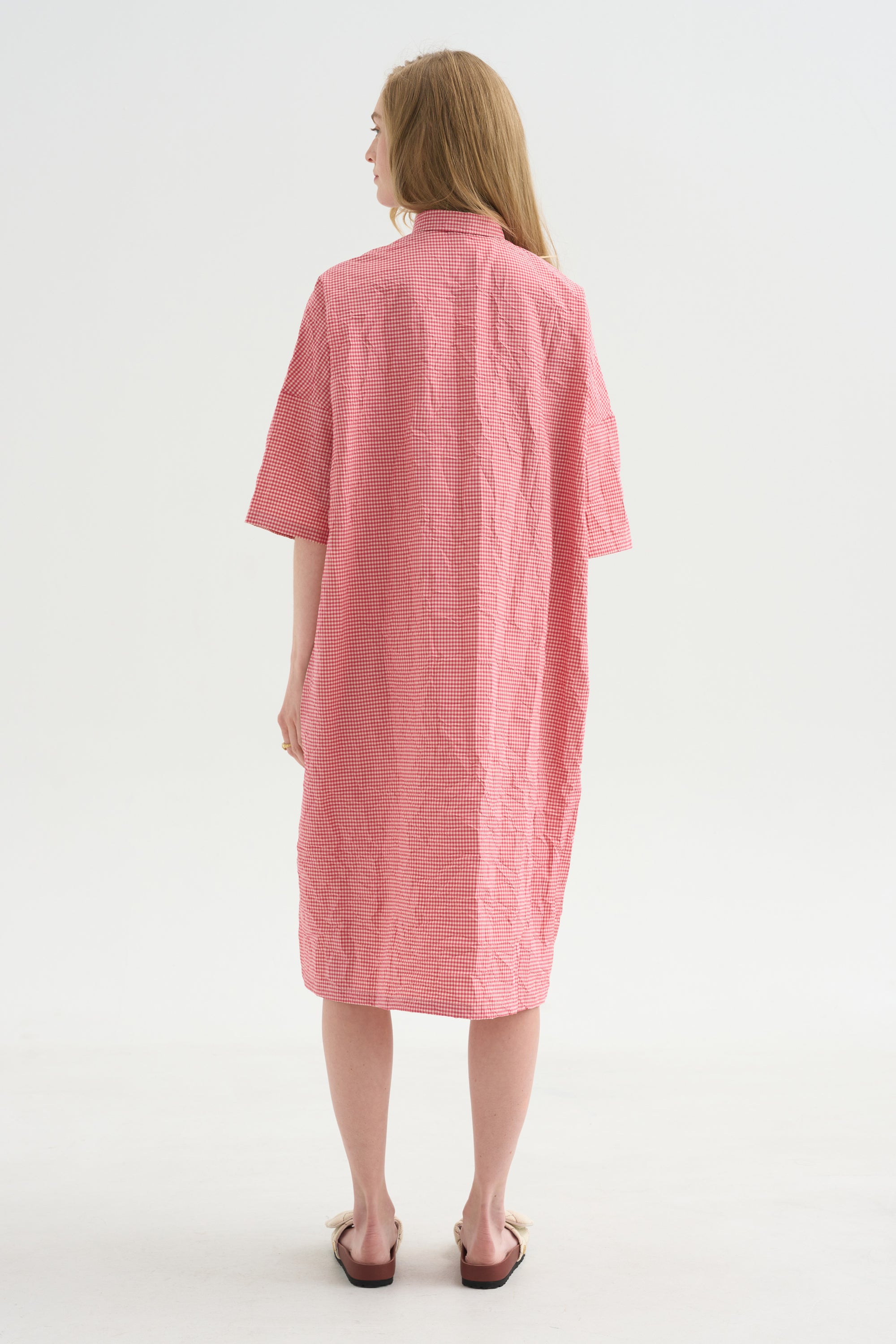 Vichy Tech Cotton Dress, Raspberry