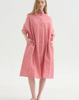 Vichy Tech Cotton Dress, Raspberry