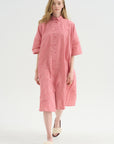 Vichy Tech Cotton Dress, Raspberry
