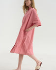 Vichy Tech Cotton Dress, Raspberry