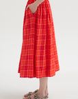 Tartan Linen Skirt, Tomato