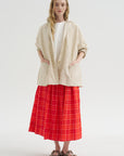Tartan Linen Skirt, Tomato