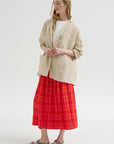 Tartan Linen Skirt, Tomato