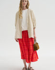 Tartan Linen Skirt, Tomato