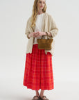 Tartan Linen Skirt, Tomato