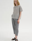 Checked Linen Shirt, Black