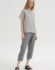 Checked Linen Shirt, Black