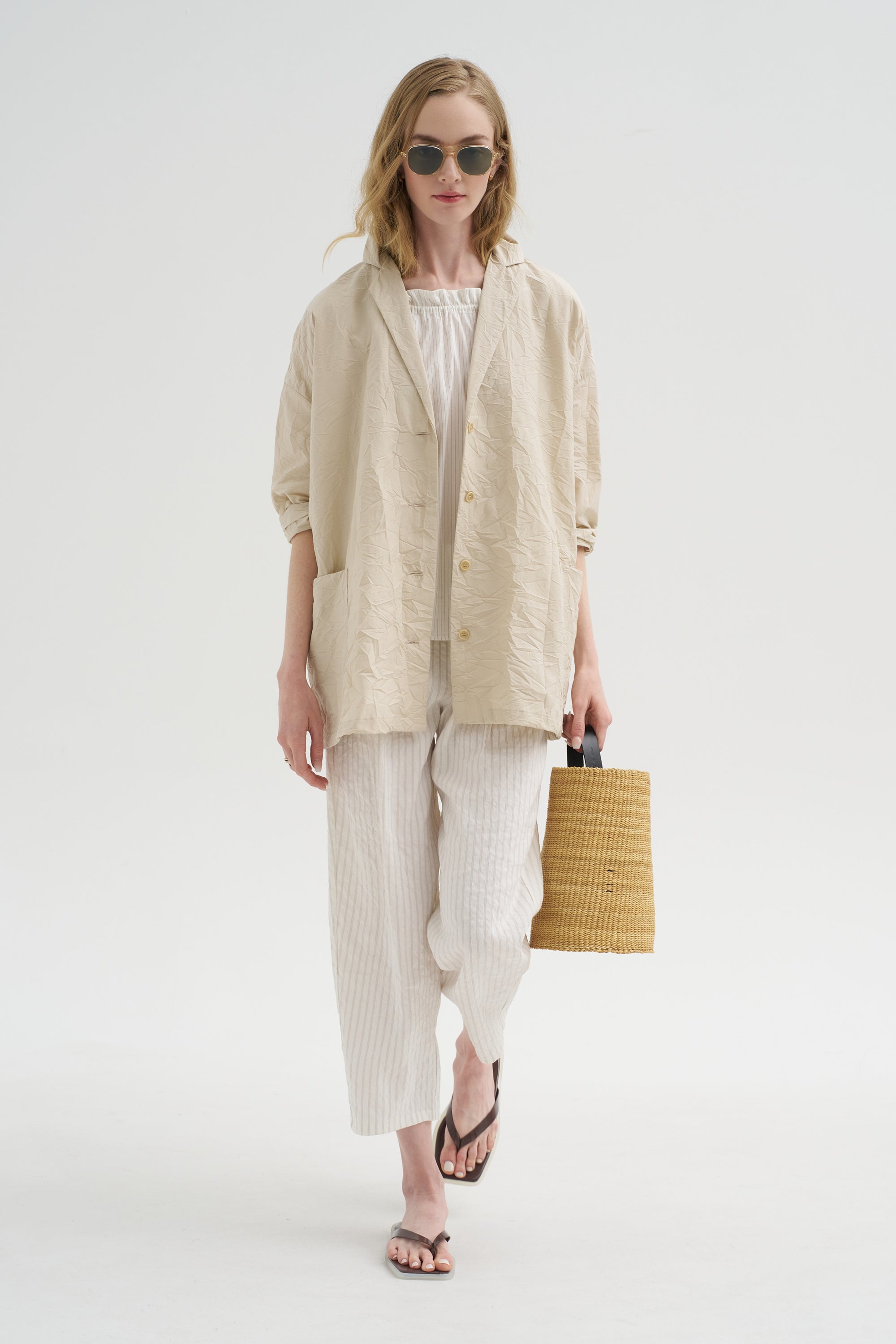 Crinkle Poplin Jacket, Cappuccino