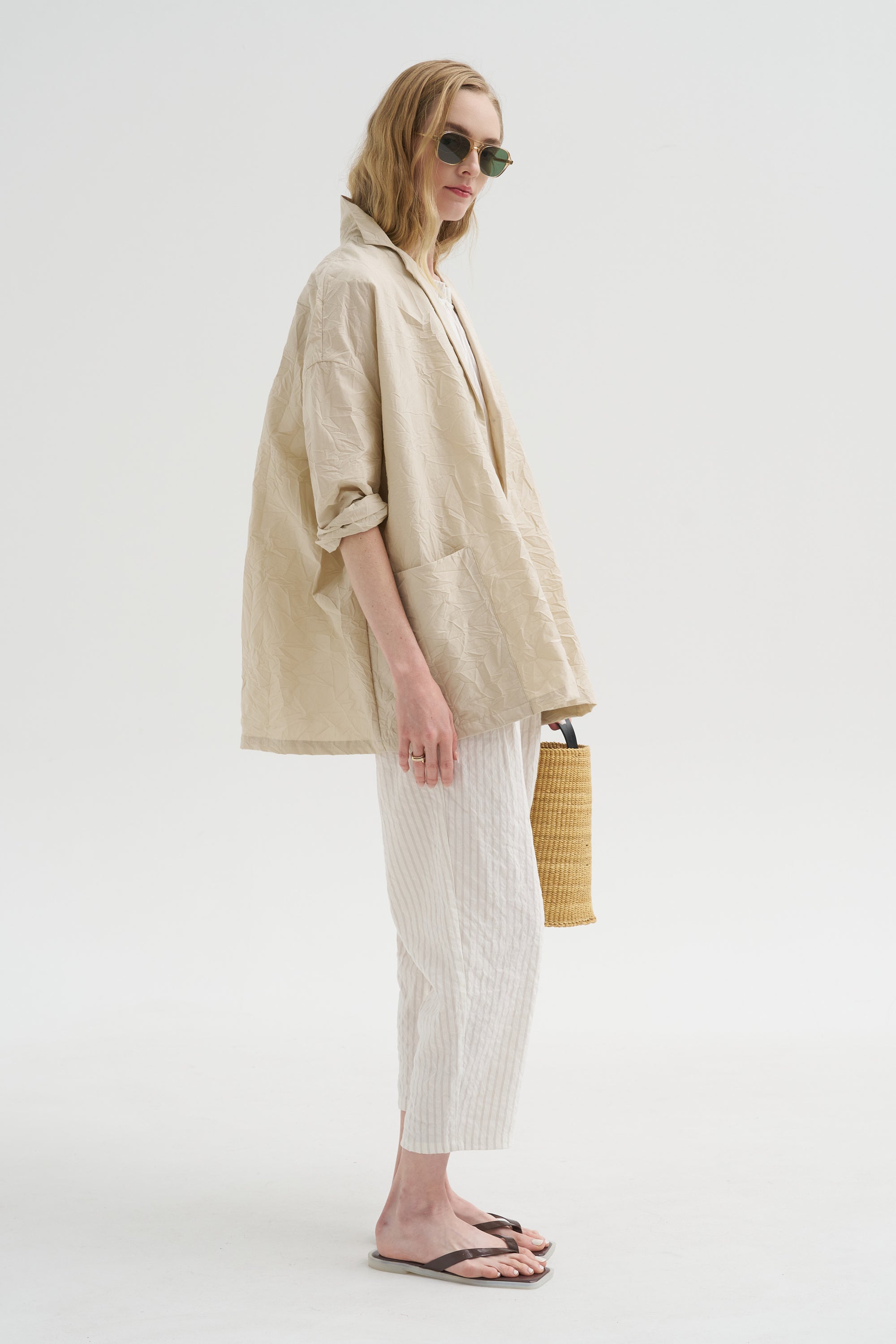 Crinkle Poplin Jacket, Cappuccino