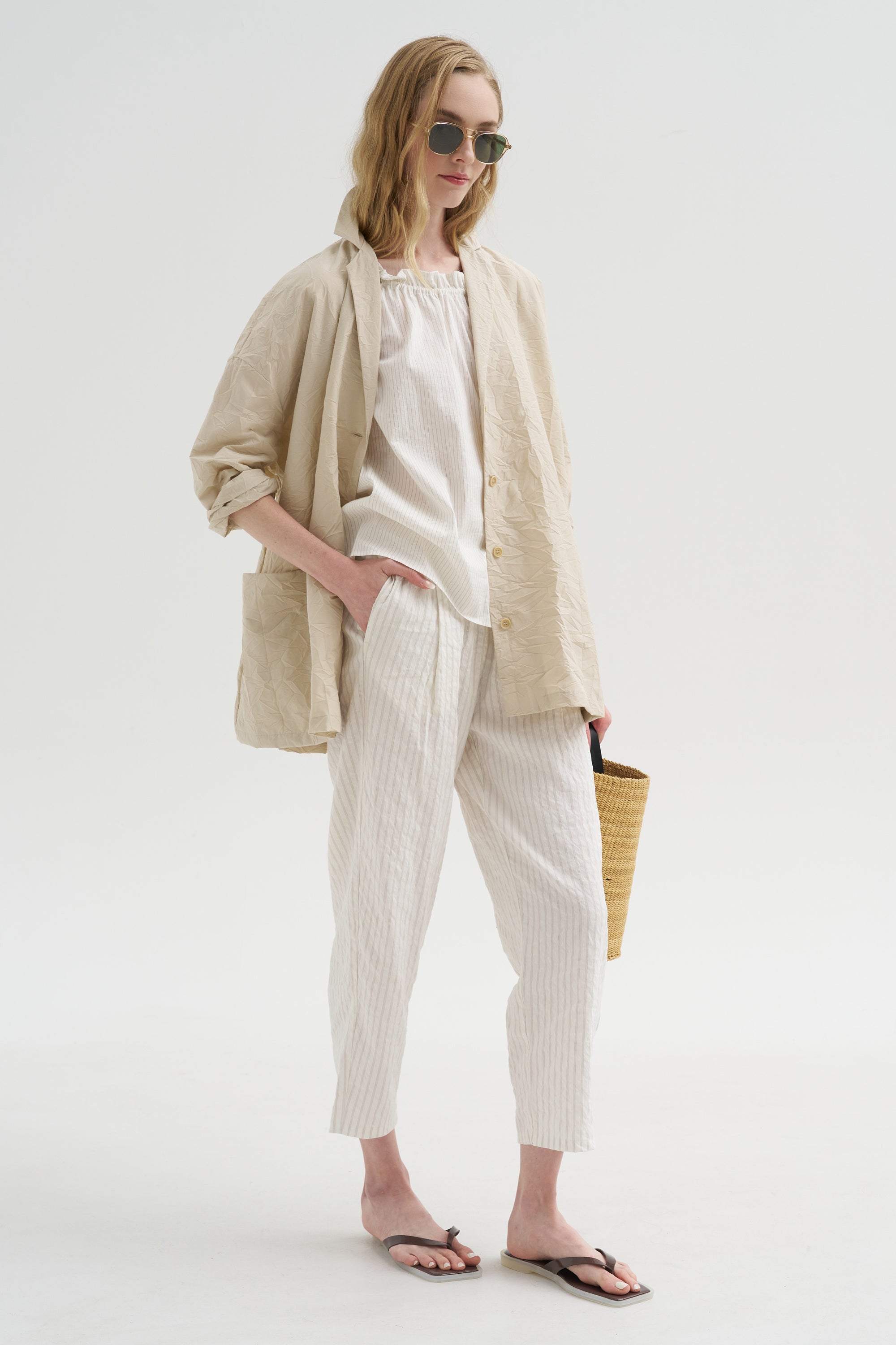 Crinkle Poplin Jacket, Cappuccino
