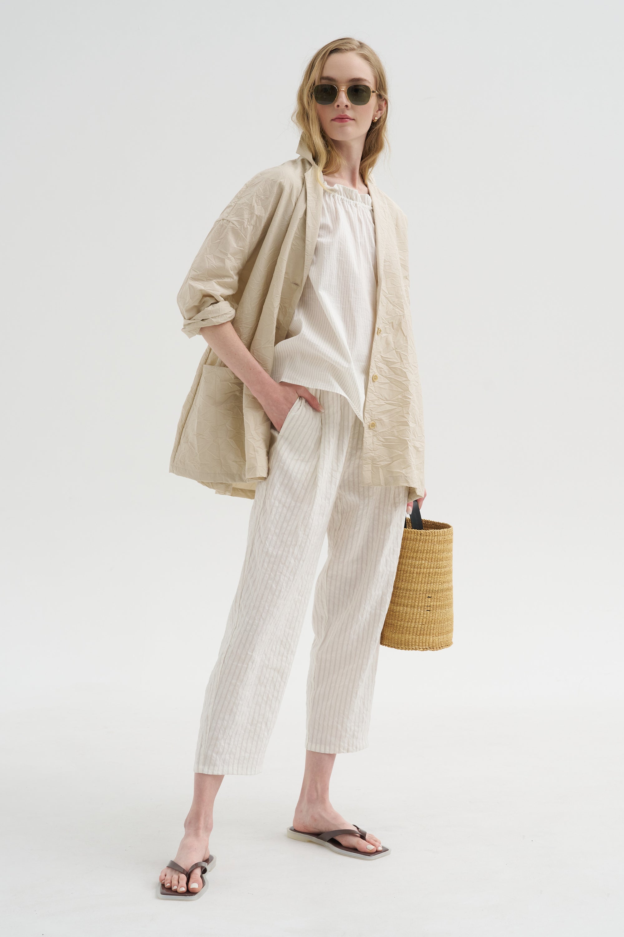 Crinkle Poplin Jacket, Cappuccino