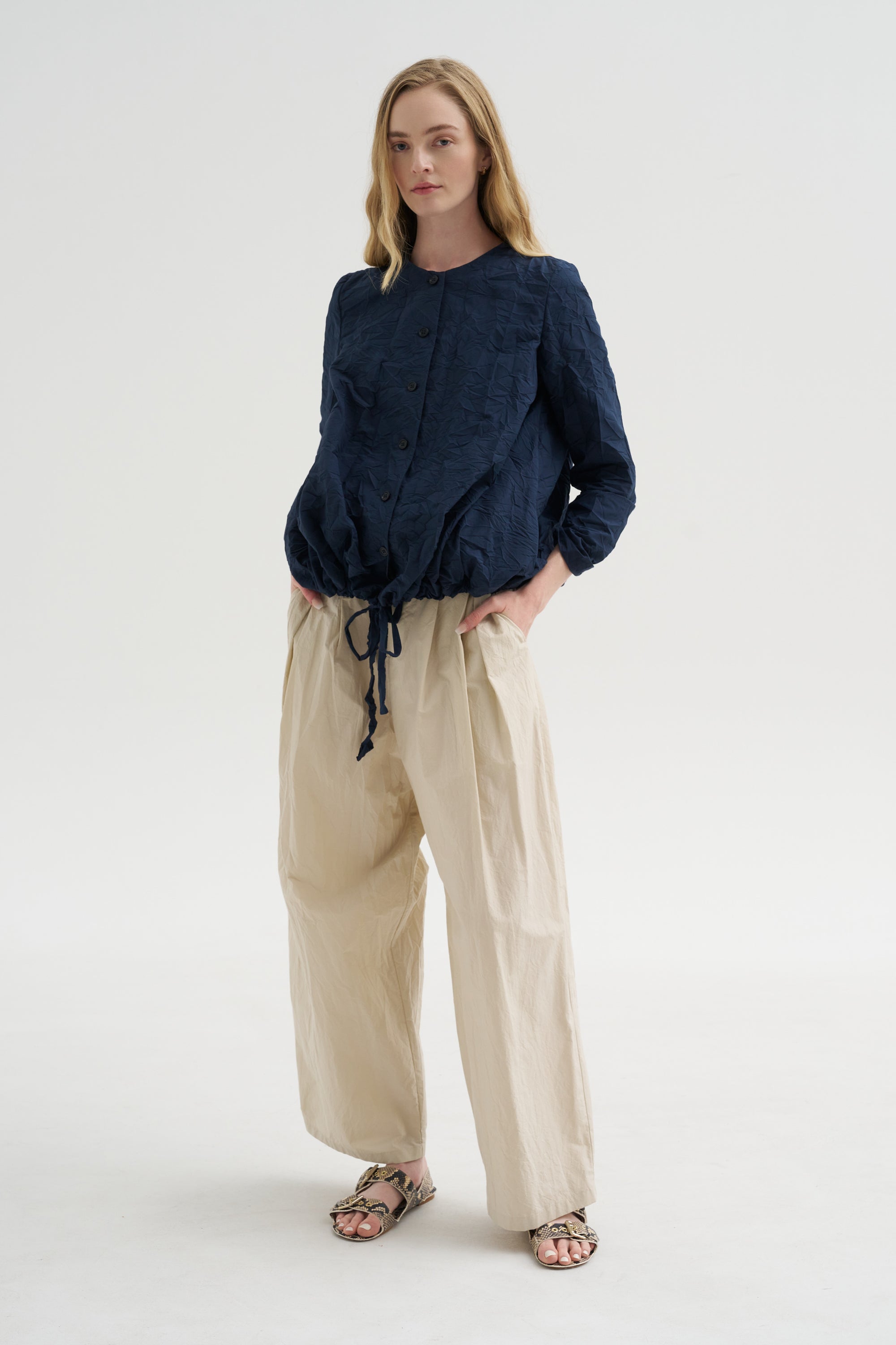 Crinkle Poplin Jacket, Abyss