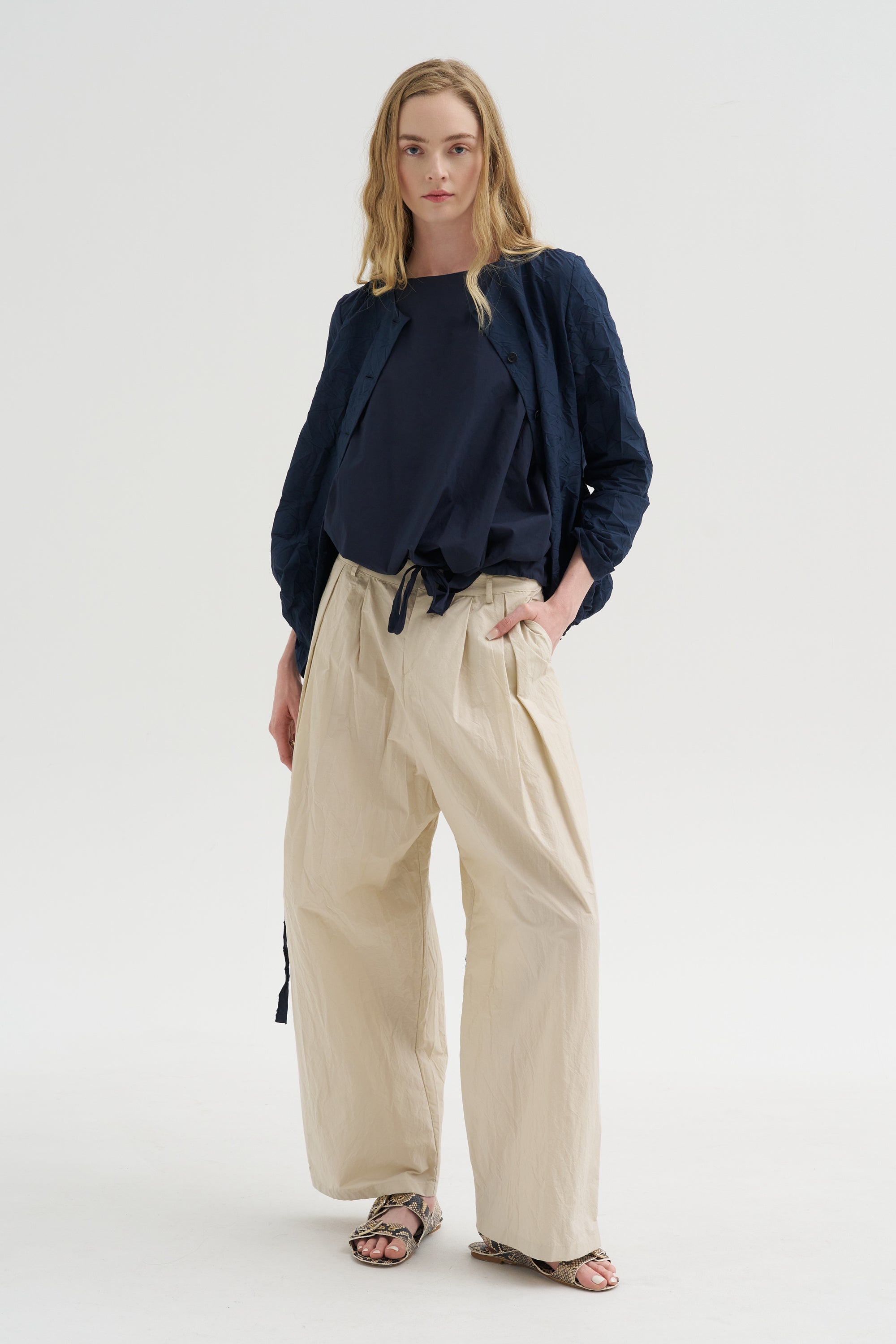 Crinkle Poplin Jacket, Abyss