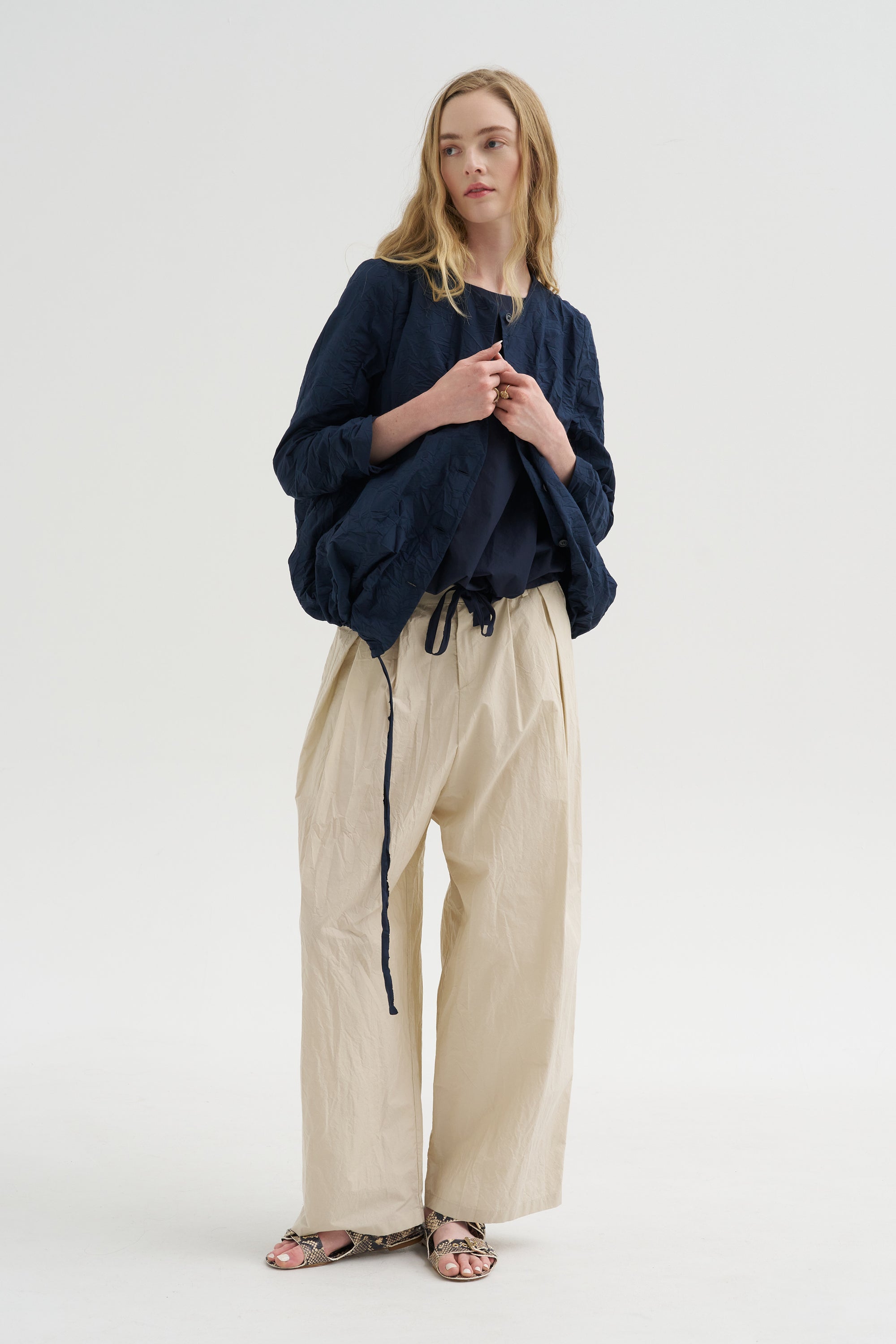 Crinkle Poplin Jacket, Abyss