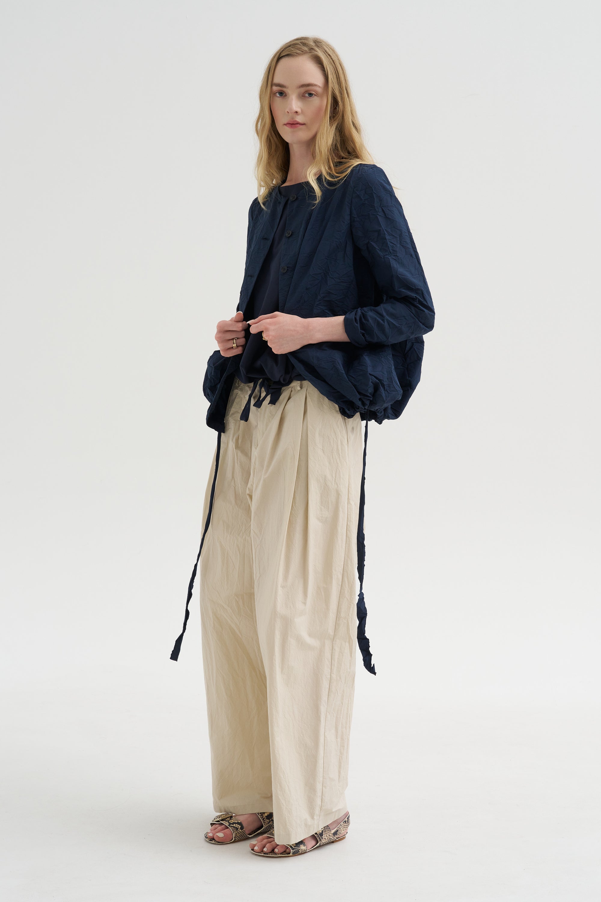 Crinkle Poplin Jacket, Abyss