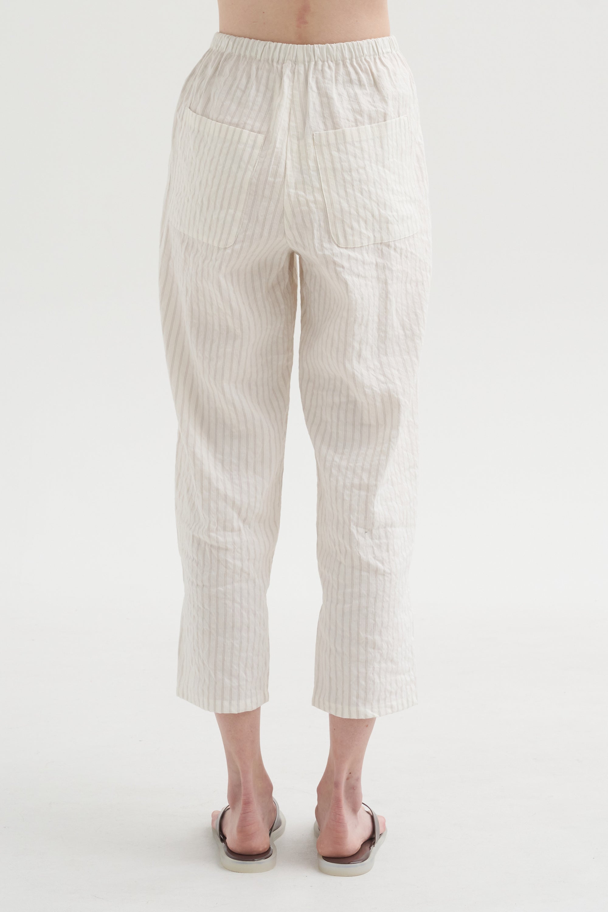 Pinstripe Linen Trouser, Meringue