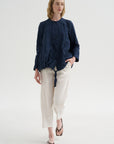 Pinstripe Linen Trouser, Meringue