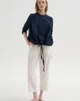 Pinstripe Linen Trouser, Meringue