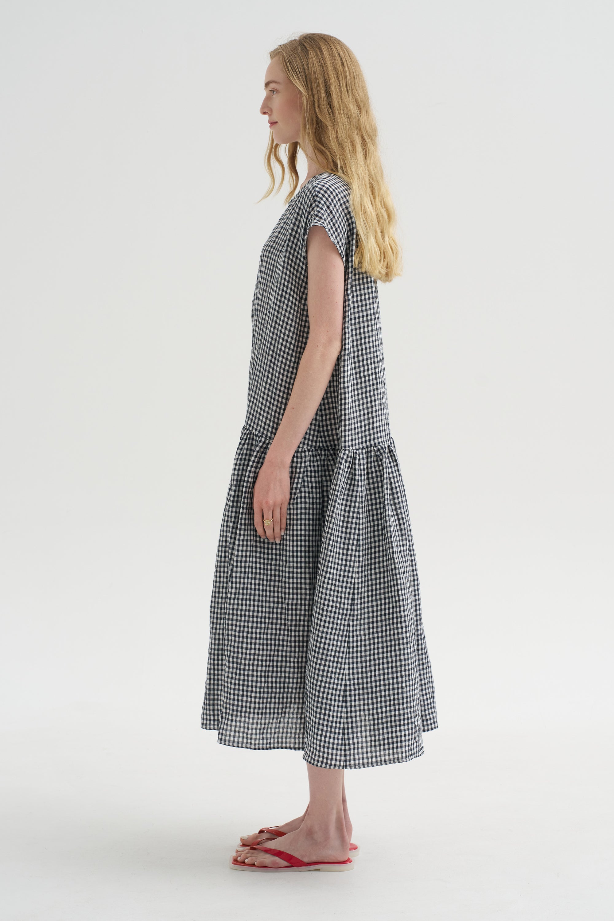 Vichy Linen Dress, Abyss
