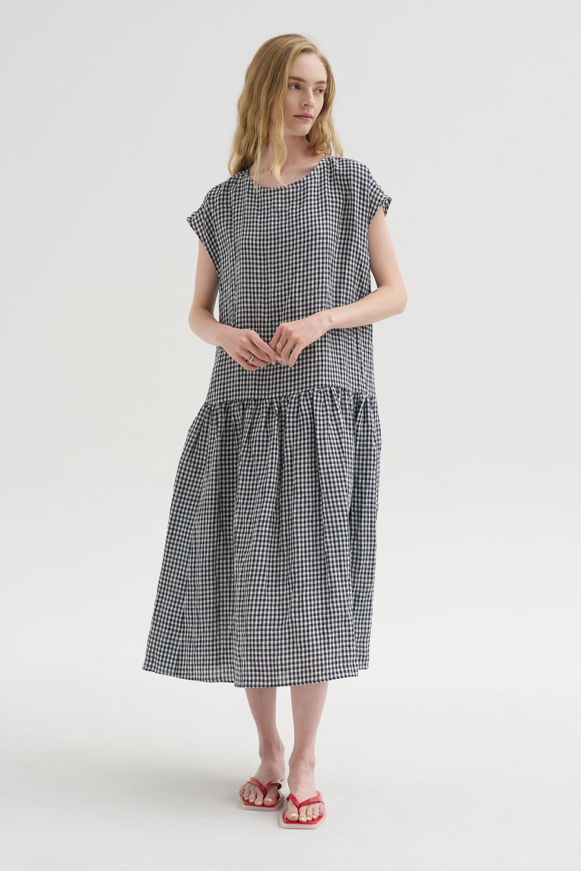 Vichy Linen Dress, Abyss