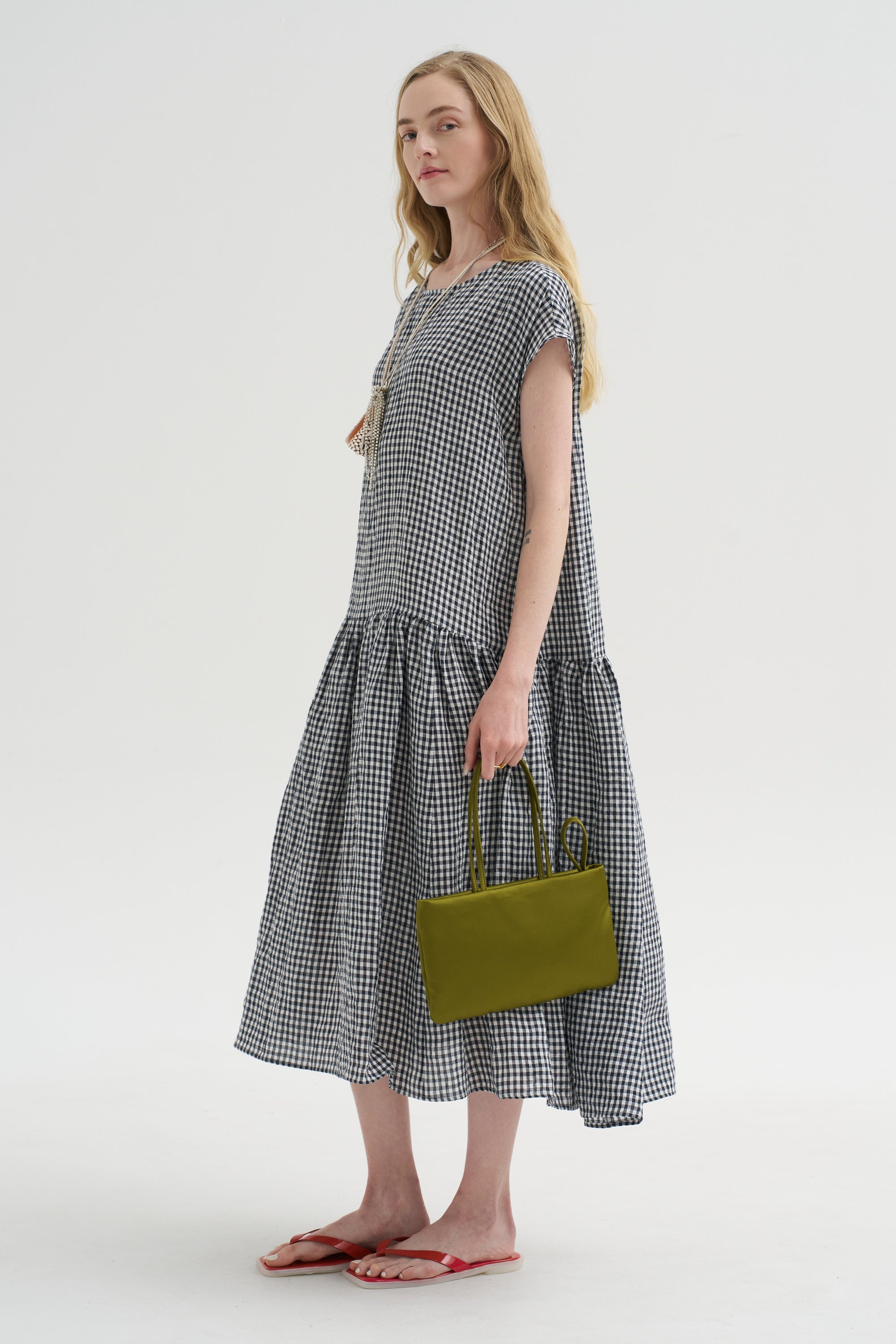 Vichy Linen Dress, Abyss