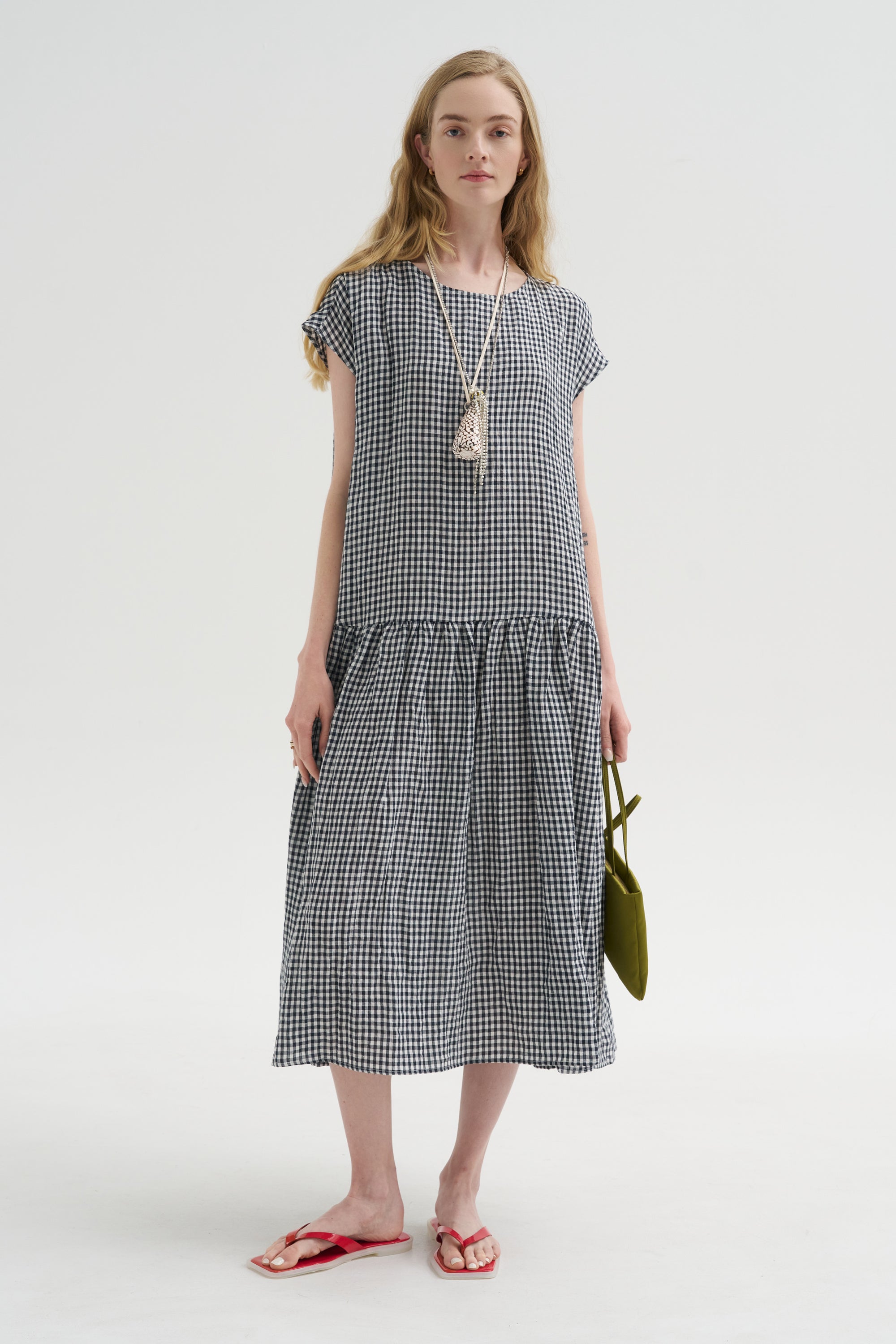 Vichy Linen Dress, Abyss
