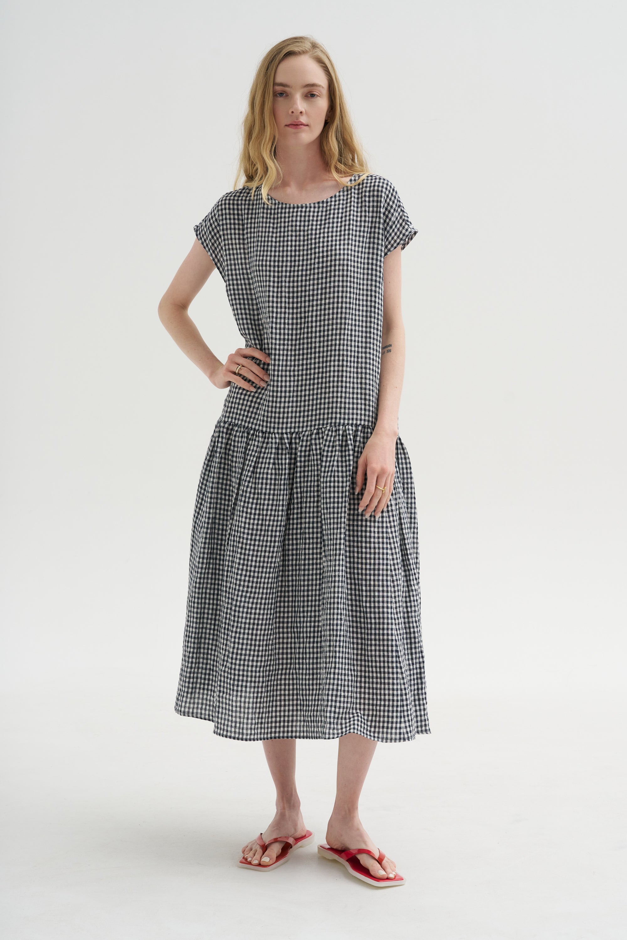 Vichy Linen Dress, Abyss