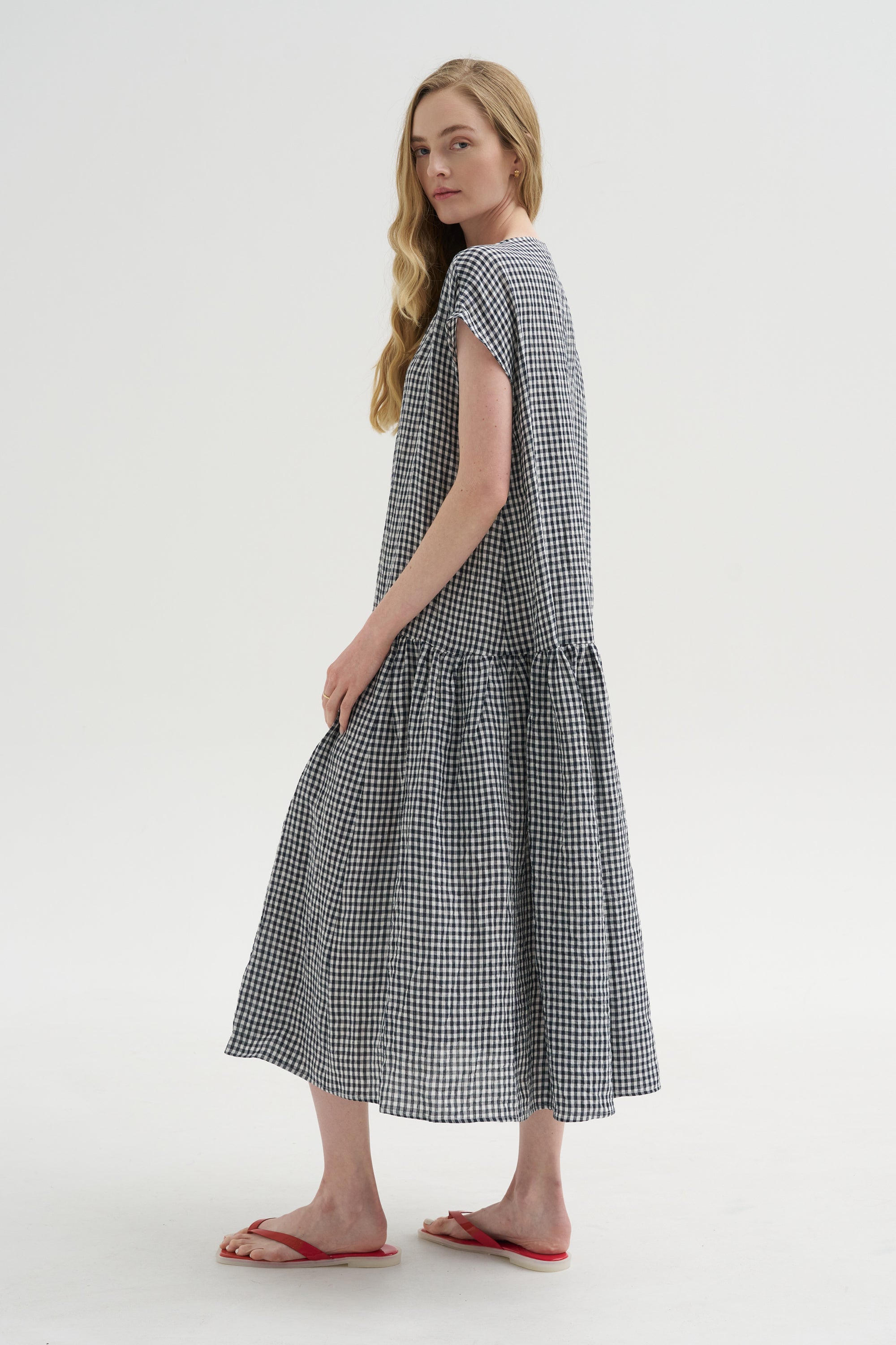 Vichy Linen Dress, Abyss