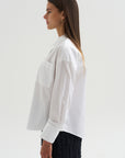 Watts - Striped Side Button Shirt, White