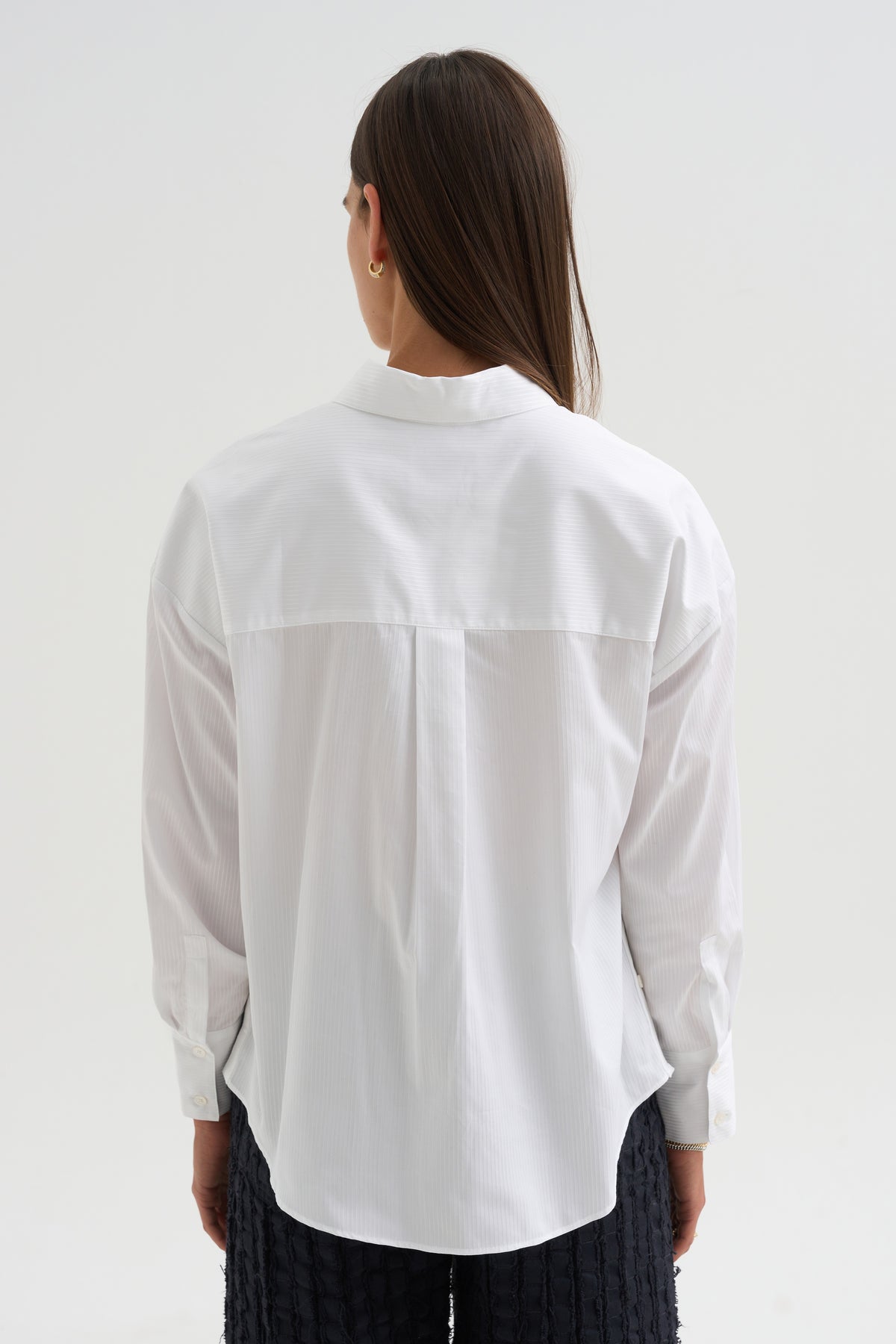 Watts - Striped Side Button Shirt, White